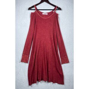 Able Dress XL Maroon Red Waffle Knit Thermal Cuff Long Sleeve Grunge Boho